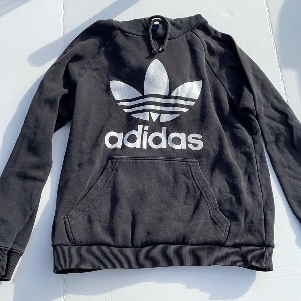ADIDAS VINTAGE BLACK LOGO HOODIE MEDIUM